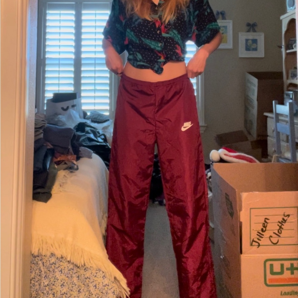 Nike cranberry/wine colored Track Pants